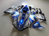 White, Blue and Black Eneos Fairing Kit for a 2012, 2013 & 2014 Yamaha YZF-R1 motorcycle.