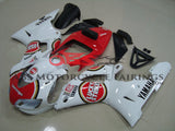Red and White Lucky Strike Fairing Kit for a 1998 & 1999 Yamaha YZF-R1 motorcycle.  Bike Model: Yamaha YZF-R1 Year: 1998-1999 Mold Type: OEM-Grade Injection Molding Perfect 100% OEM Fitment Pre-Drilled Bolt Holes for Easy Installation 7-Step Professional Paint Application Free Lower Fairing Heat Shield Included Interested in Customizations or alternative Paint Colors? Please contact our Support Team!