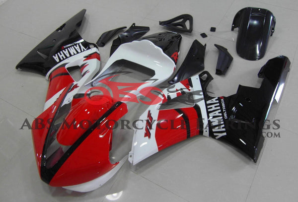 Red, White and Black Race Fairing Kit for a 2000 & 2001 Yamaha YZF-R1 motorcycle