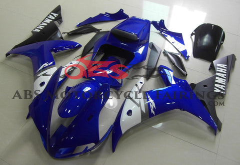 Blue, White and Black Fairing Kit for a 2002 & 2003 Yamaha YZF-R1 motorcycle