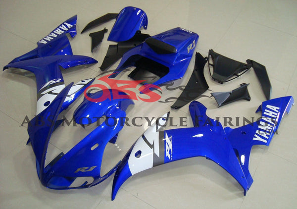 Blue, White and Silver Fairing Kit for a 2002 & 2003 Yamaha YZF-R1 motorcycle