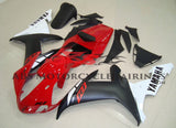 Red, Matte Black & White Fairing Kit for a 2002 & 2003 Yamaha YZF-R1 motorcycle.