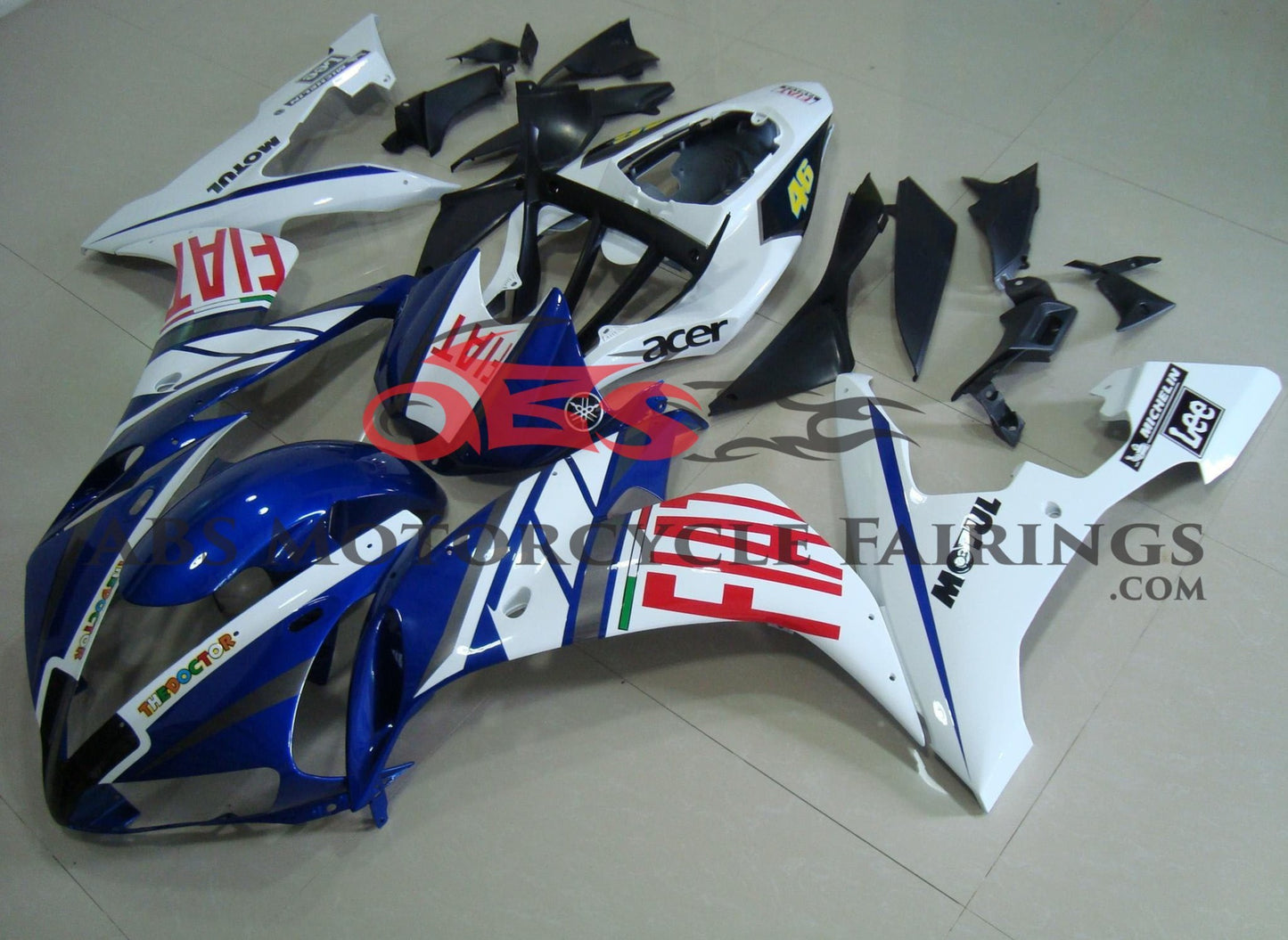 Blue, White & Red FIAT Fairing Kit for a 2004, 2005 & 2006 Yamaha YZF-R1 motorcycle