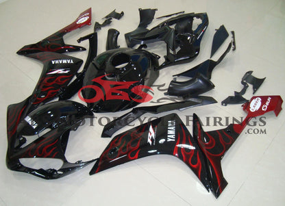 Yamaha YZF-R1 (2007-2008) Black & Red Flame Fairings
