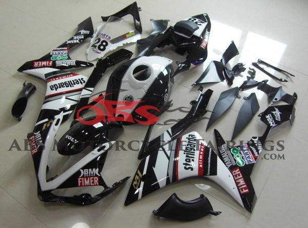 Black and White Sterilgarda #28 Fairing Kit for a 2007 & 2008 Yamaha YZF-R1 motorcycle