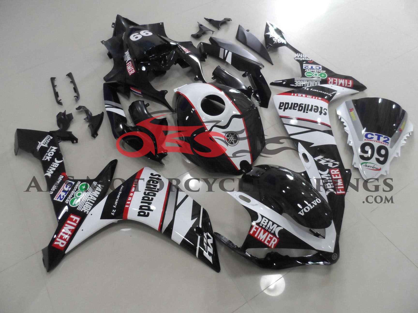 Yamaha YZF-R1 (2007-2008) Black & White Sterilgarda Fairings
