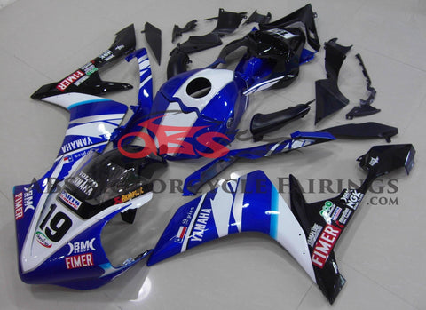 Blue, White and Black #19 Fairing Kit for a 2007 & 2008 Yamaha YZF-R1 motorcycle