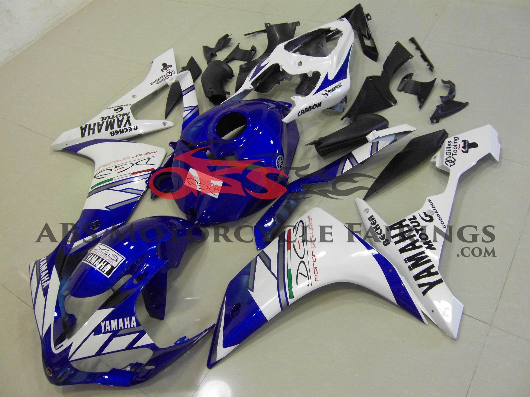 Blue and White DGS Fairing Kit for a 2007 & 2008 Yamaha YZF-R1 motorcycle