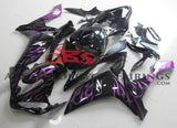 Black and Purple Flame Fairing Kit for a 2007 & 2008 Yamaha YZF-R1 motorcycle