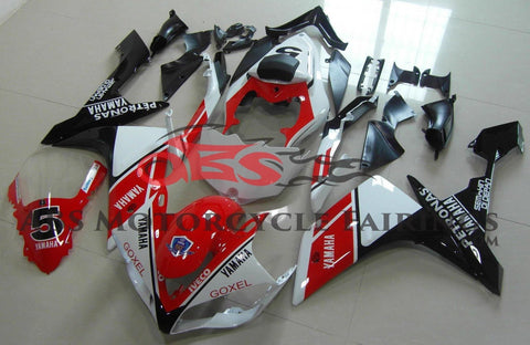 Red, White & Black #5 Fairing Kit for a 2007 & 2008 Yamaha YZF-R1 motorcycle