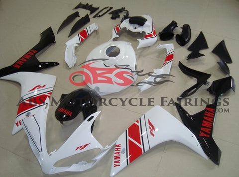 White, Red and Black Fairing Kit for a 2007 & 2008 Yamaha YZF-R1 motorcycle