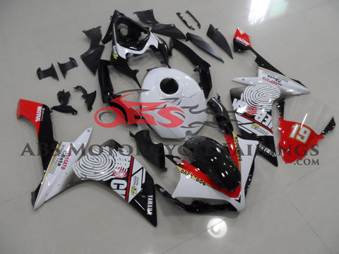 Yamaha YZF-R1 (2007-2008) Black, Red & White Thumbprint Fairings