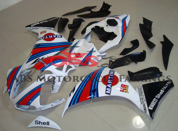 White, Red and Blue Martini Fairing Kit for a 2012, 2013 & 2014 Yamaha YZF-R1 motorcycle