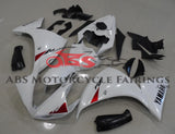 White and Red Fairing Kit for a 2012, 2013 & 2014 Yamaha YZF-R1 motorcycle