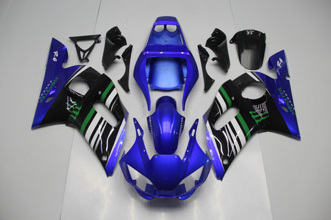 Yamaha YZF-R6 (1998-2002) Blue, Black, White & Green Monster Fairings