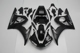 Gloss Black, Matte Black and Silver Fairing Kit for a 2005 Yamaha YZF-R6 motorcycle.