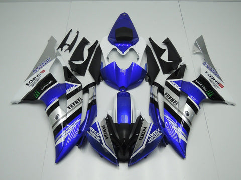Yamaha YZF-R6 (2008-2016) Blue, Silver, Black & White Eneos Fairings