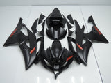 Matte Black and Red Fairing Kit for a 2008, 2009, 2010, 2011, 2012, 2013, 2014, 2015 & 2016 Yamaha YZF-R6 motorcycle