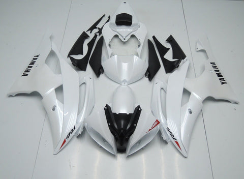Pearl White, Black, Red and Matte Black Fairing Kit for a 2008, 2009, 2010, 2011, 2012, 2013, 2014, 2015 & 2016 Yamaha YZF-R6 motorcycle