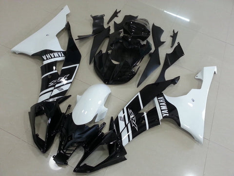 Black and White Fairing Kit for a 2008, 2009, 2010, 2011, 2012, 2013, 2014, 2015 & 2016 Yamaha YZF-R6 motorcycle