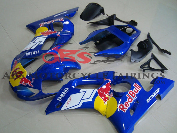 Blue, Red Bull #69 Fairing Kit for a 1998, 1999, 2000, 2001 & 2002 Yamaha YZF-R6 motorcycle