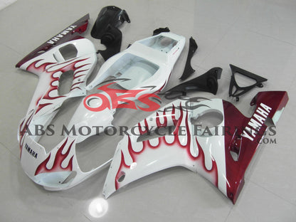 Yamaha YZF-R6 (1998-2002) White & Dark Red Flame Fairings