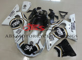 White, Black and Gold Lucky Strike Fairing Kit for a 1998, 1999, 2000, 2001 & 2002 Yamaha YZF-R6 motorcycle