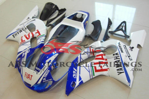 White, Blue and Red FIAT Fairing Kit for a 1998, 1999, 2000, 2001 & 2002 Yamaha YZF-R6 motorcycle
