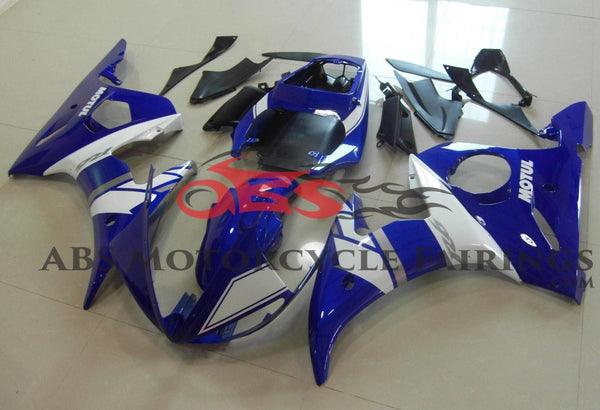 Blue and White Fairing Kit for a 2003 & 2004 Yamaha YZF-R6 motorcycle