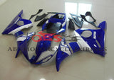 Blue and White Fairing Kit for a 2005 Yamaha YZF-R6 motorcycle.