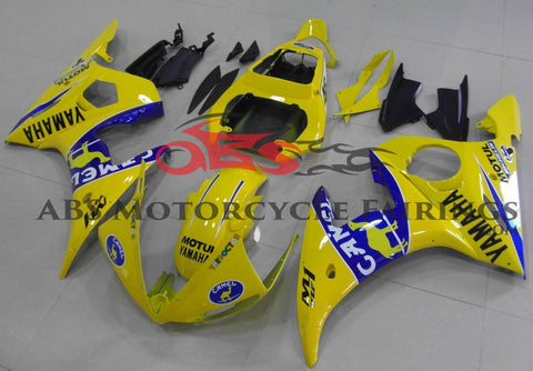 Yellow & Blue Camel Fairing Kit for a 2003 & 2004 Yamaha YZF-R6 motorcycle