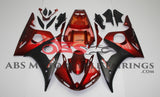 Dark Red and Matte Black Fairing Kit for a 2005 Yamaha YZF-R6 motorcycle.