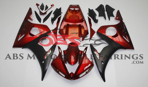 Dark Red and Matte Black Fairing Kit for a 2003 & 2004 Yamaha YZF-R6 motorcycle