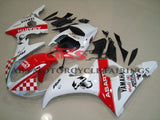 White and Red Abarth Scorpion Fairing Kit for a 2005 Yamaha YZF-R6 motorcycle