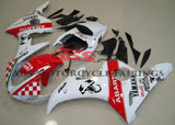 White and Red Abarth Scorpion Fairing Kit for a 2003 & 2004 Yamaha YZF-R6 motorcycle