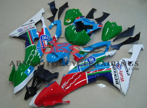 Green, Blue, Red and White Fairing Kit for a 2008, 2009, 2010, 2011, 2012, 2013, 2014, 2015 & 2016 Yamaha YZF-R6 motorcycle