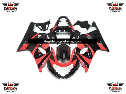 Red and Black Fairing Kit for a 2000, 2001, 2002 & 2003 Suzuki GSX-R750 motorcycle