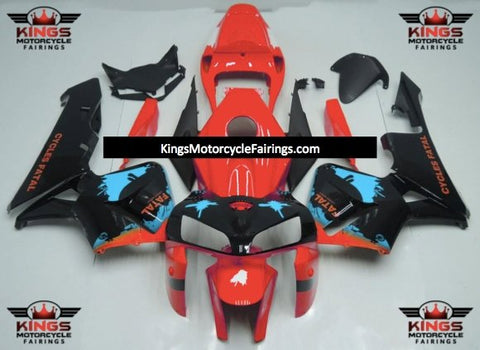 Honda CBR600RR (2005-2006) Red, Black & Light Blue Splatter Fairings