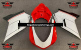 White, Red and Black Stripe Fairing Kit for a 2007, 2008, 2009, 2010, 2011 & 2012 Ducati 1198 motorcycle
