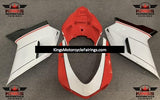 White, Red and Black Stripe Fairing Kit for a 2007, 2008, 2009, 2010, 2011, 2012, 2013 & 204 Ducati 848 motorcycle