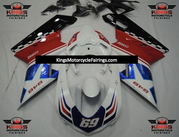 Ducati 848 (2007-2014) White, Red, Blue & Black Corse Star #69 Fairings