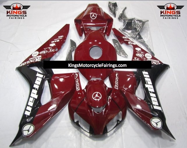 Red Wine, Black and White Jordan Fairing Kit for a 2006 & 2007 Honda CBR1000RR motorcycle