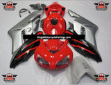 Red, Black and Silver Fairing Kit for a 2004 and 2005 Honda CBR1000RR motorcycle