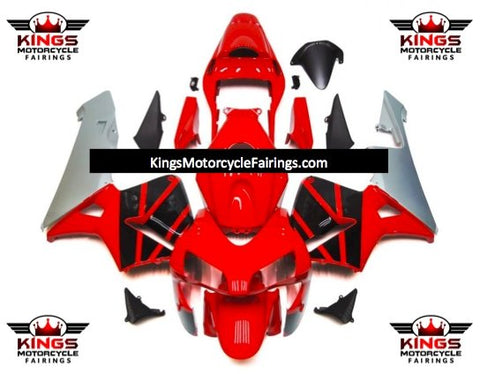 Red, Silver and Black Fairing Kit for a 2003 and 2004 Honda CBR600RR motorcycle