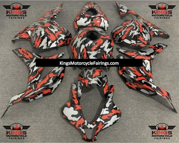 Honda CBR600RR (2009-2012) Red, Gray & Black Camouflage Fairings