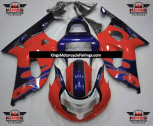 Red, Purple, Black and White Tribal Fairing Kit for a 2000, 2001, 2002 & 2003 Suzuki GSX-R600 motorcycle