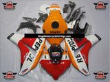Red, White and Orange Repsol RCV Fairing Kit for a 2008, 2009, 2010 & 2011 Honda CBR1000RR motorcycle