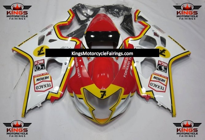 Red, White and Yellow Texaco Fairing Kit for a 2004 & 2005 Suzuki GSX-R750 motorcycle
