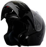 DOT Double Retractable Visor Modular Gloss Black Kings Motorcycle Helmet - RF18BG