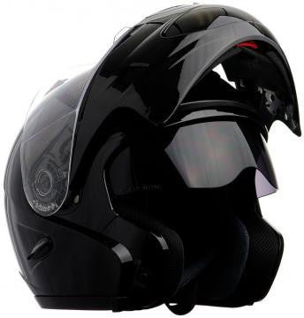 DOT Double Retractable Visor Modular Gloss Black Kings Motorcycle Helmet - RF18BG
